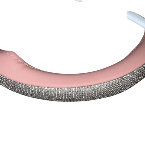 NWT Steering Wheel Cover Trimmed in Rhinestones Red or Pink - Picture 6 of 8